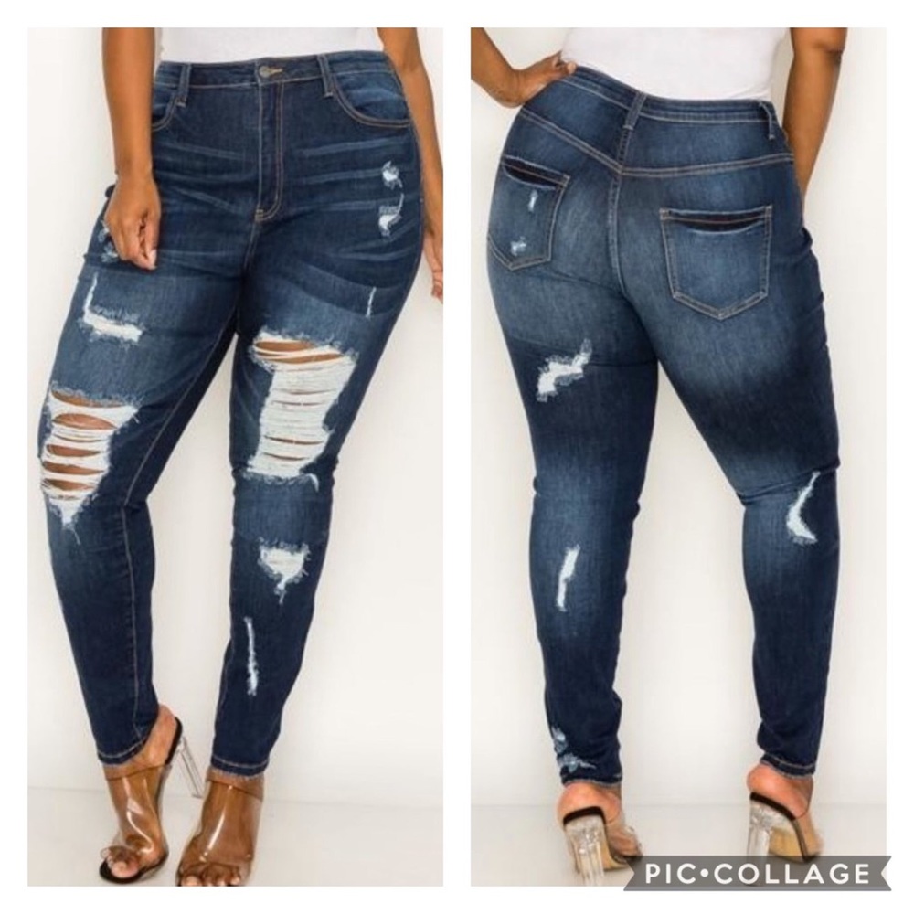 Plus size distressed jeans